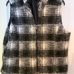 Christopher & Banks Black and White Checkered Vest
